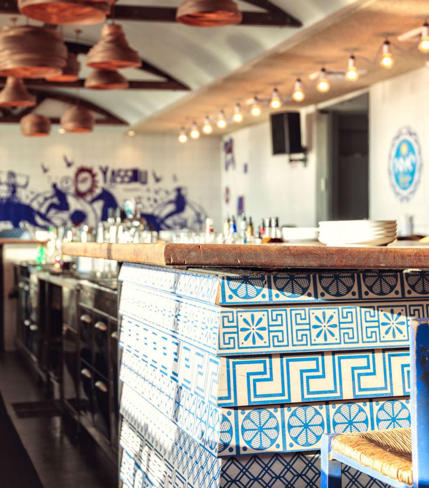 Wooden Bar Covering at a Restaurant